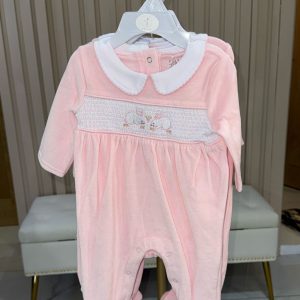Smock Velour Rabbit Baby Grow