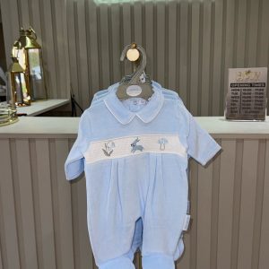 Boys Velour Baby Grow