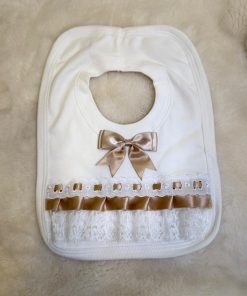 Alternative view of Lace Frill Bow Bib - Brown