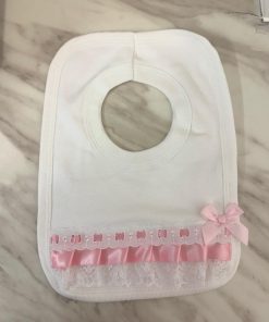 Lace Bow Bib - Pink